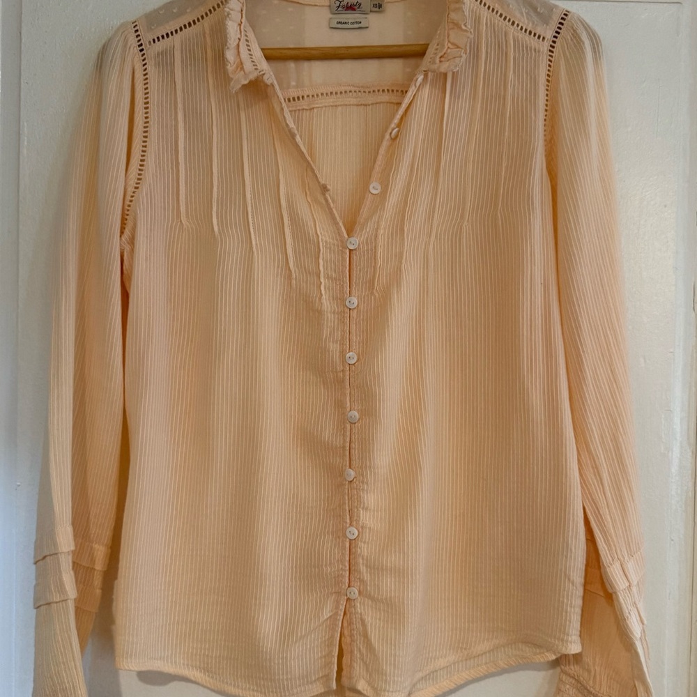 Faherty Peach Button-Up Blouse - image 1